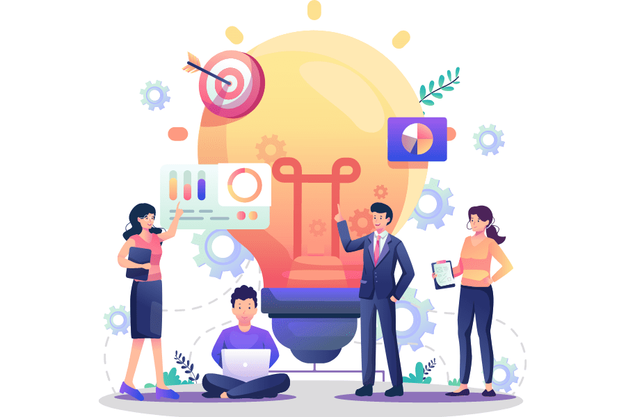 illustration of ideas and working together