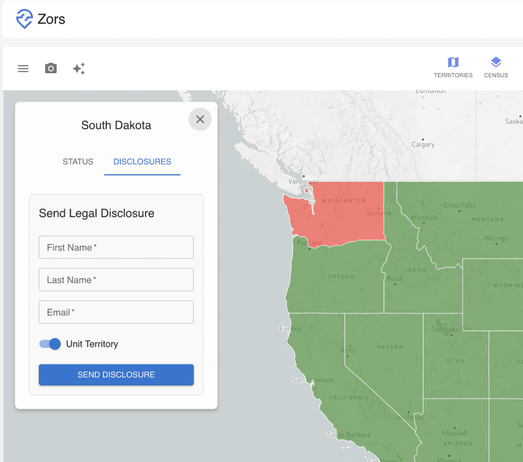 franchise disclosure example map feature